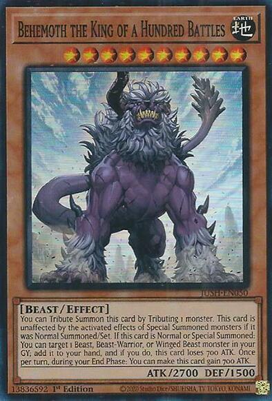 Behemoth the King of a Hundred Battles (Super Rare) JUSH-EN050 card from Justice Hunters