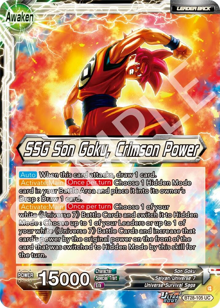 Son Goku // SSG Son Goku, Crimson Power BT28-105 card from Prismatic Clash