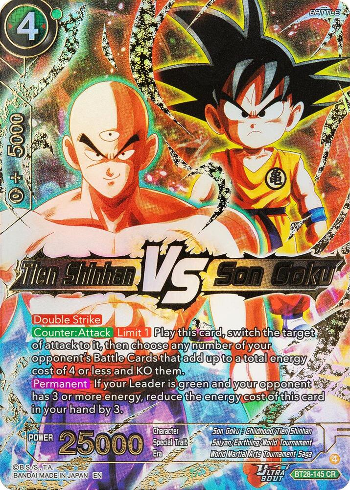 Tien Shinhan VS Son Goku BT28-145 card from Prismatic Clash