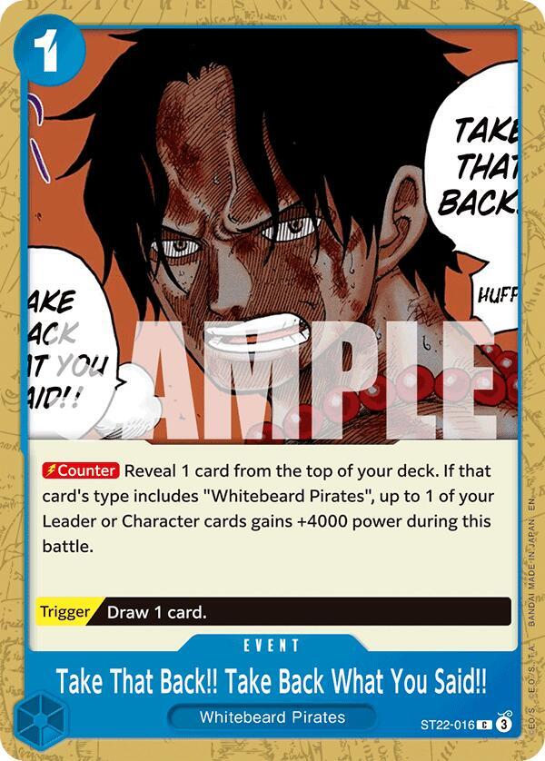 Take That Back!! Take Back What You Said!! ST22-016 card from Starter Deck 22: Ace & Newgate