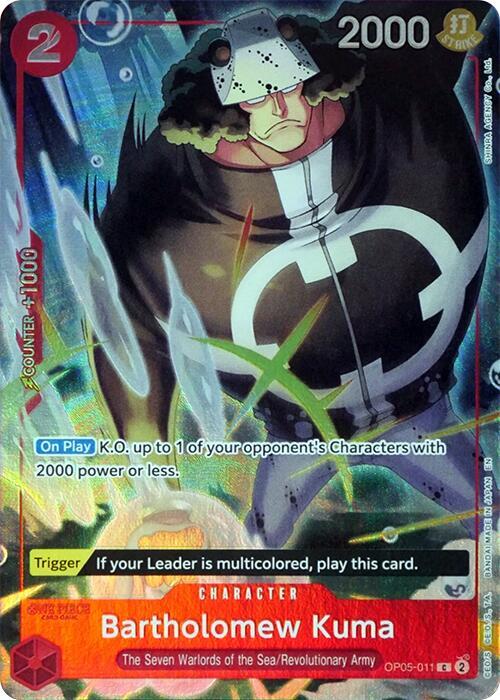 Bartholomew Kuma (Seven Warlords of the Sea Binder Set) OP05-011 card from One Piece Promotion Cards