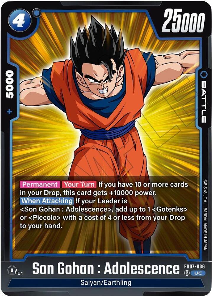 Son Gohan : Adolescence FB07-036 card from Wish For Shenron