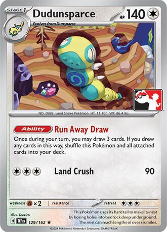 Dudunsparce 129/162 card from Prize Pack Series Cards