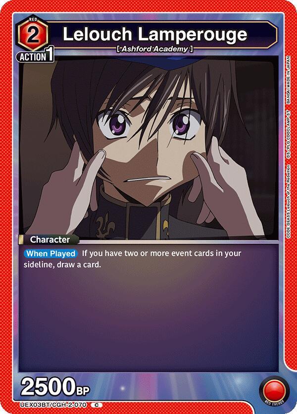 Lelouch Lamperouge UEX03BT/CGH-2-070 card from UEX03BT: CODE GEASS: Lelouch of the Rebellion Vol.2