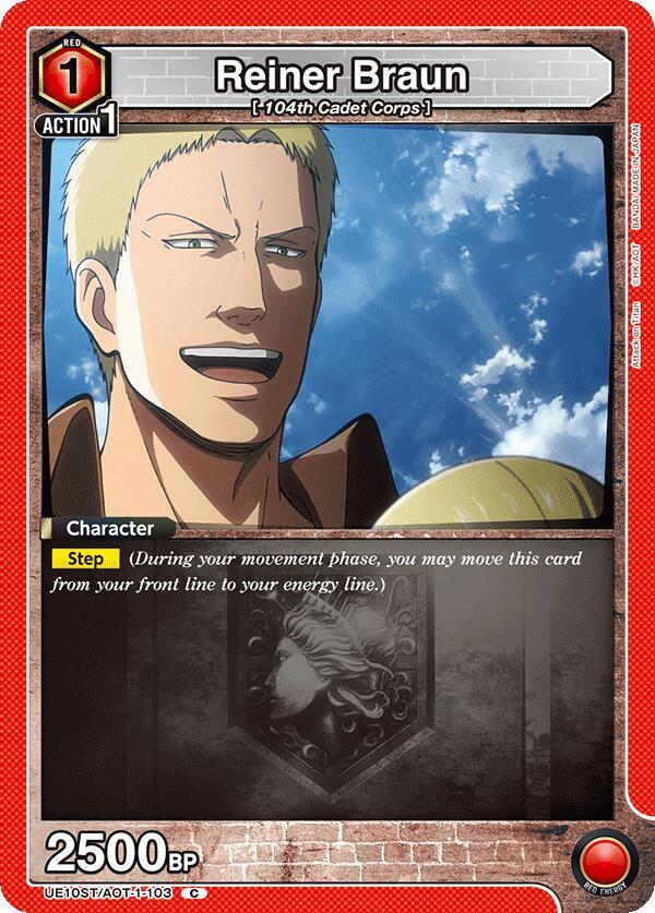 Reiner Braun UE10ST/AOT-1-103 card from UE10ST: Attack on Titan Starter Deck