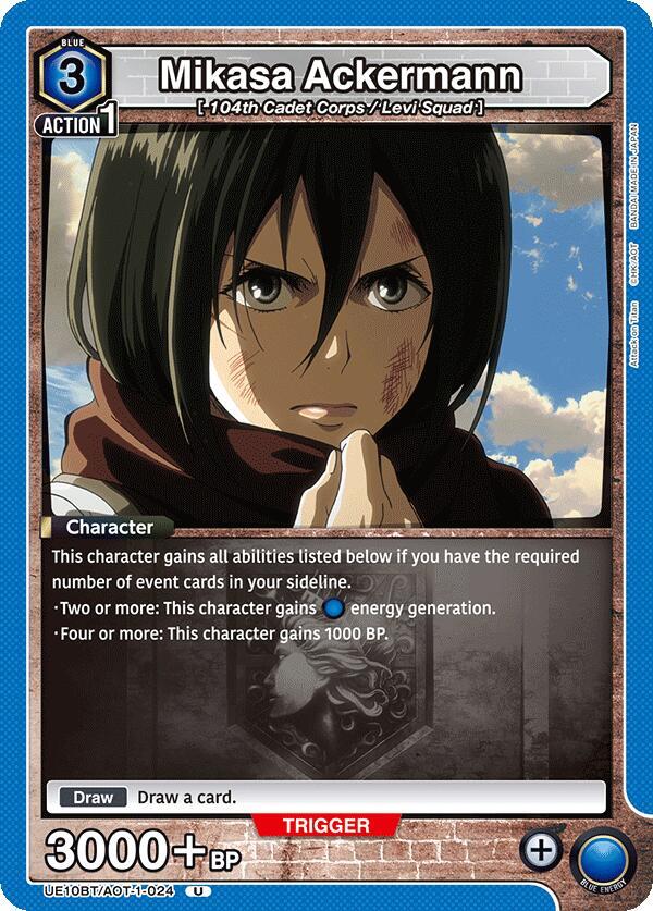 Mikasa Ackermann UE10BT/AOT-1-024 card from UE10BT: Attack on Titan