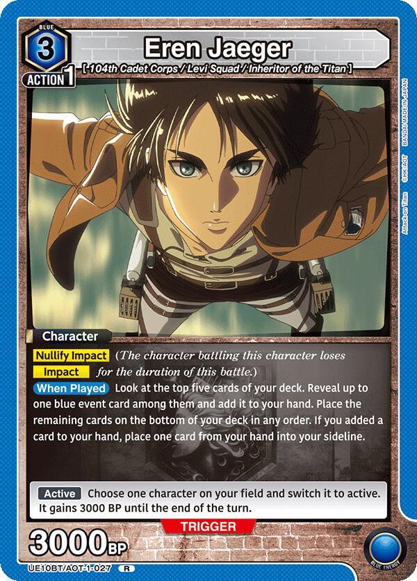 Eren Jaeger UE10BT/AOT-1-027 card from UE10BT: Attack on Titan