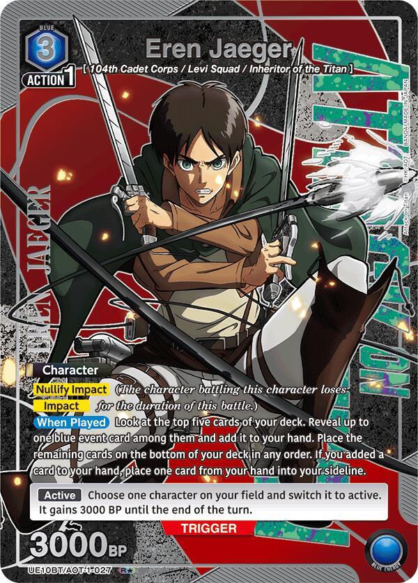 Eren Jaeger (R*) UE10BT/AOT-1-027 card from UE10BT: Attack on Titan
