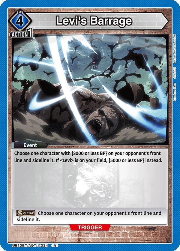 Levi's Barrage UE10BT/AOT-1-034 card from UE10BT: Attack on Titan
