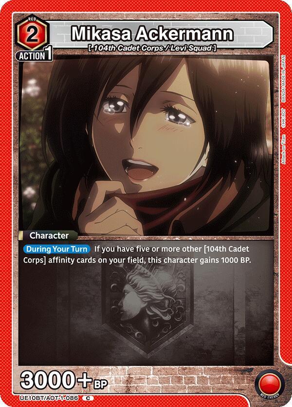 Mikasa Ackermann UE10BT/AOT-1-086 card from UE10BT: Attack on Titan