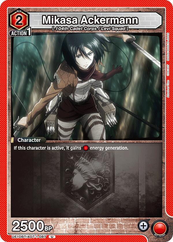 Mikasa Ackermann UE10BT/AOT-1-087 card from UE10BT: Attack on Titan