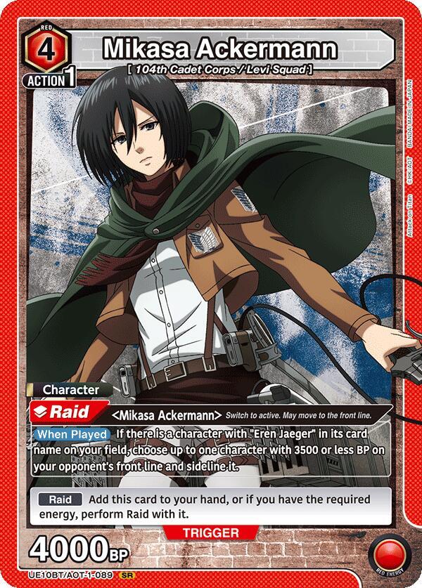 Mikasa Ackermann UE10BT/AOT-1-089 card from UE10BT: Attack on Titan