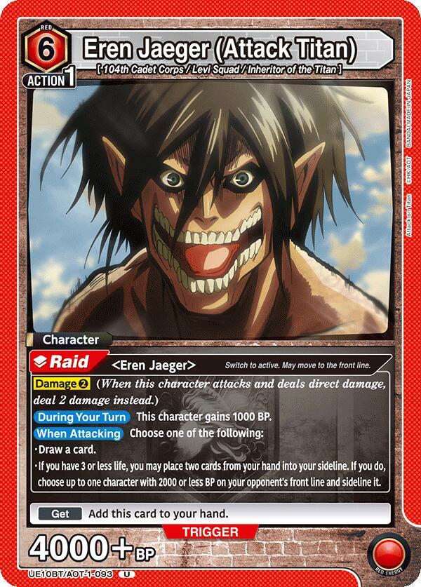 Eren Jaeger (Attack Titan) UE10BT/AOT-1-093 card from UE10BT: Attack on Titan