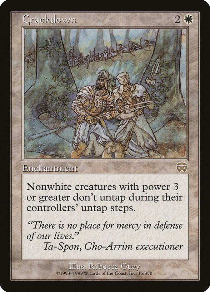 Crackdown 15 card from Mercadian Masques