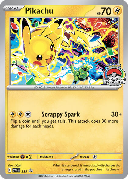 Pikachu (World Championship 2025) 225 card from SV: Scarlet & Violet Promo Cards
