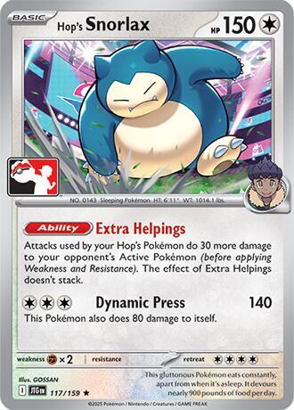 Hop's Snorlax 117/159 card from Prize Pack Series Cards