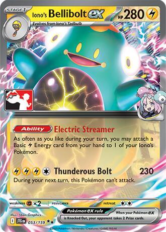 Iono's Bellibolt ex 053/159 card from Prize Pack Series Cards