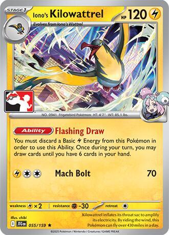 Iono's Kilowattrel 055/159 card from Prize Pack Series Cards