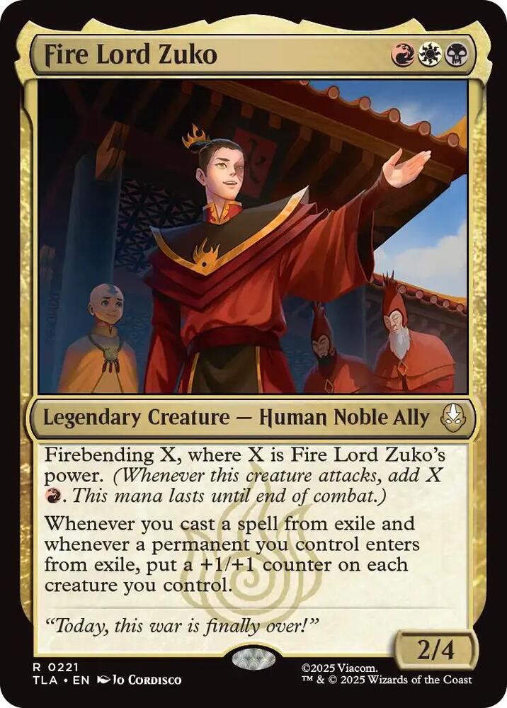 Fire Lord Zuko 221 card from Avatar: The Last Airbender