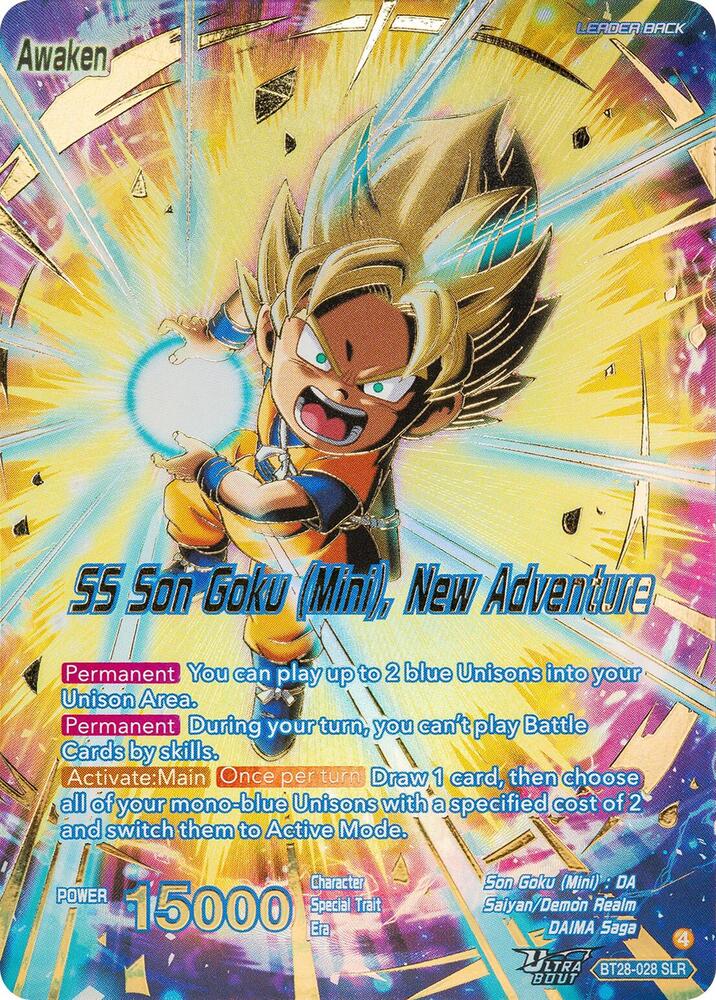 Son Goku (Mini) // SS Son Goku (Mini), New Adventure (SLR) BT28-028 card from Prismatic Clash