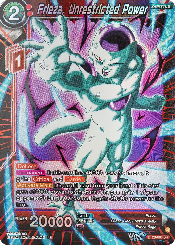 Frieza, Unrestricted Power BT28-003 card from Prismatic Clash