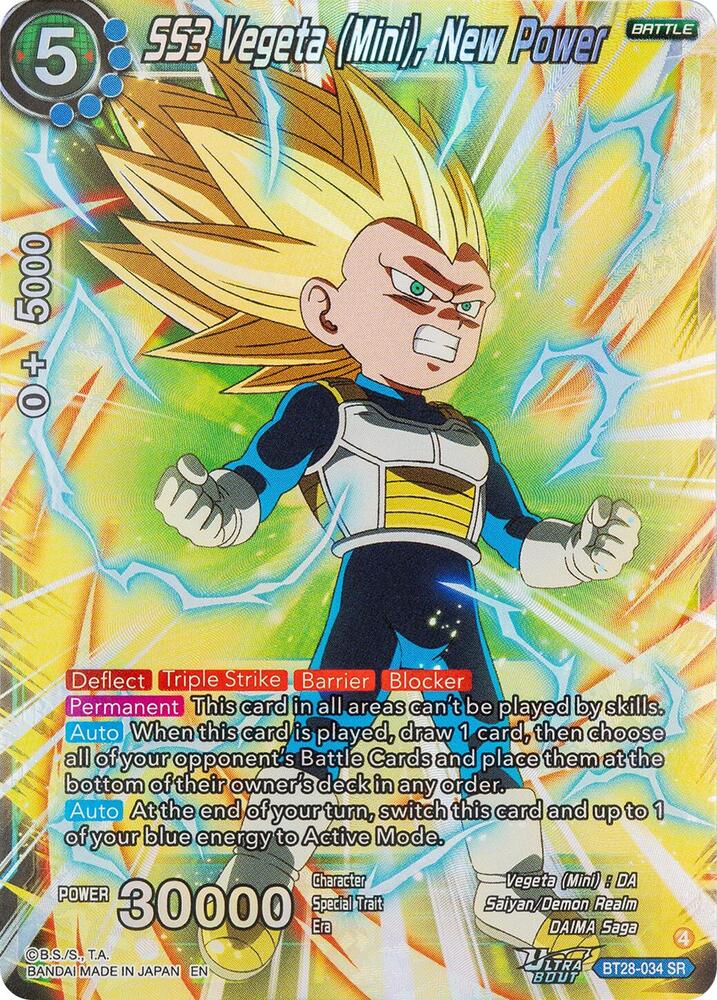 SS3 Vegeta (Mini), New Power BT28-034 card from Prismatic Clash