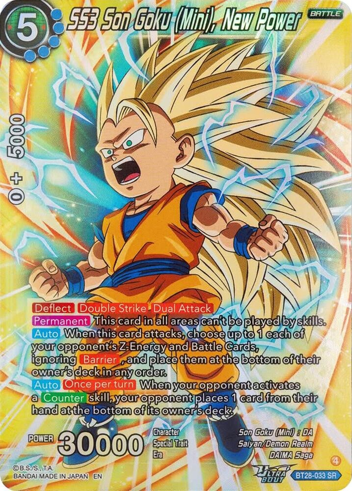 SS3 Son Goku (Mini), New Power BT28-033 card from Prismatic Clash