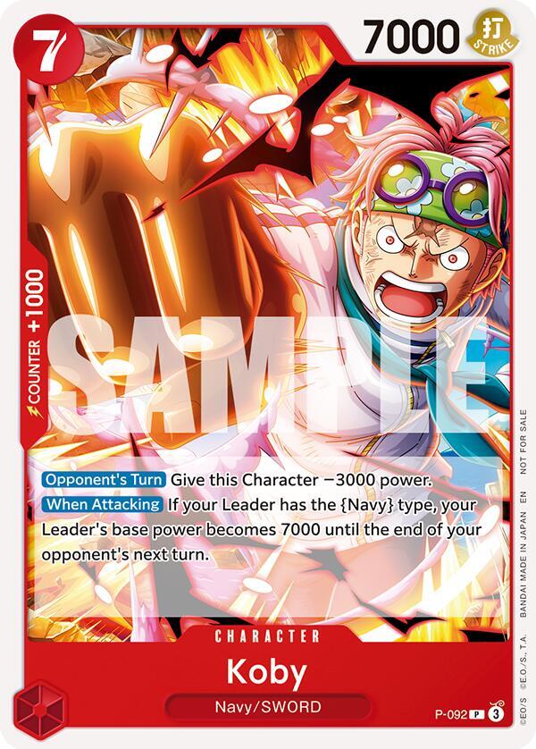 Koby (OP12 Release Event) P-092 card from One Piece Promotion Cards
