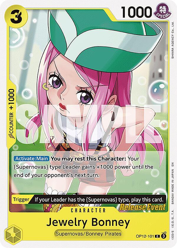 Jewelry Bonney OP12-101 card from Legacy of the Master Release Event Cards