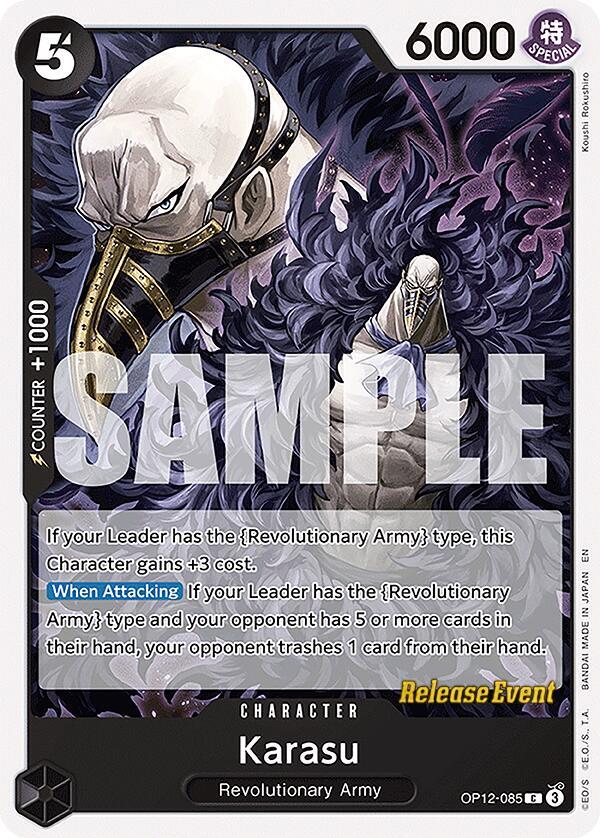Karasu OP12-085 card from Legacy of the Master Release Event Cards