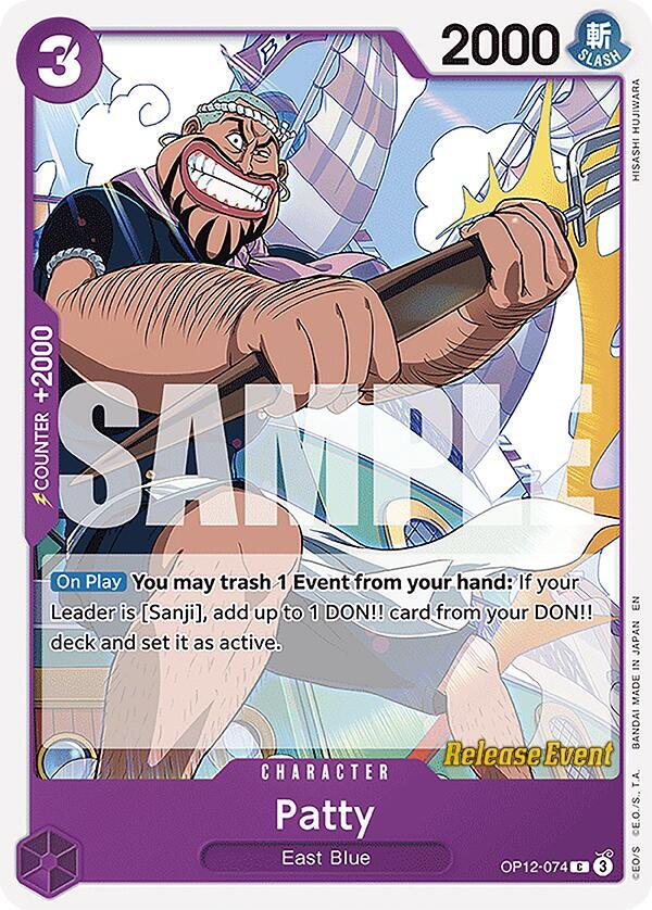 Patty OP12-074 card from Legacy of the Master Release Event Cards