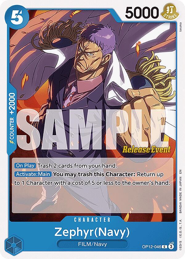 Zephyr(Navy) OP12-046 card from Legacy of the Master Release Event Cards