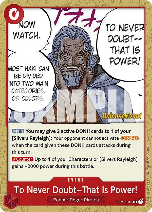 To Never Doubt--That Is Power! OP12-016 card from Legacy of the Master Release Event Cards