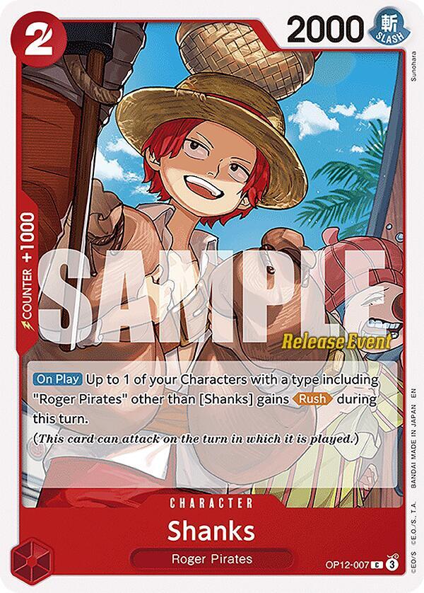 Shanks OP12-007 card from Legacy of the Master Release Event Cards