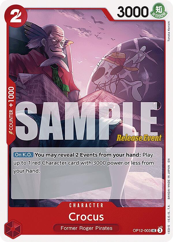 Crocus OP12-003 card from Legacy of the Master Release Event Cards