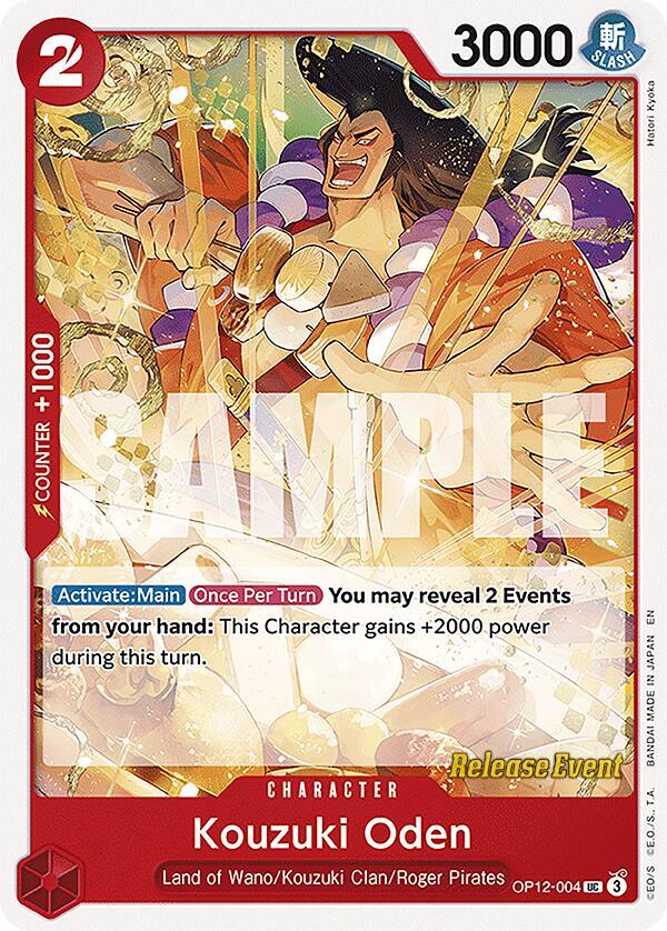 Kouzuki Oden OP12-004 card from Legacy of the Master Release Event Cards