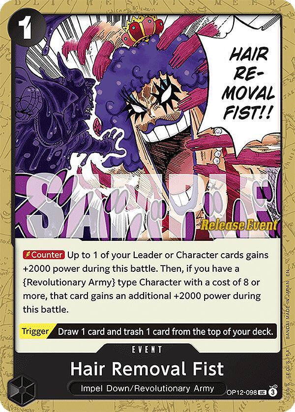 Hair Removal Fist OP12-098 card from Legacy of the Master Release Event Cards