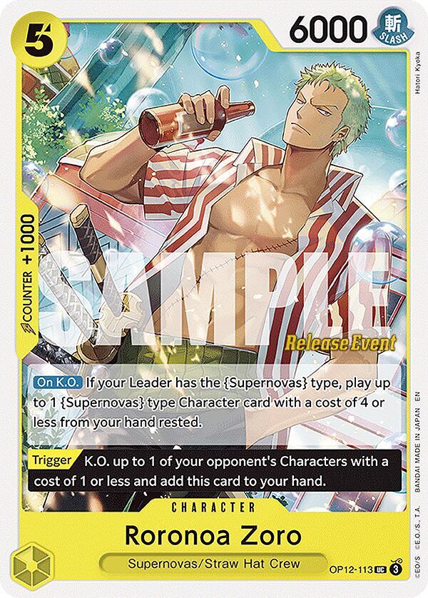Roronoa Zoro OP12-113 card from Legacy of the Master Release Event Cards