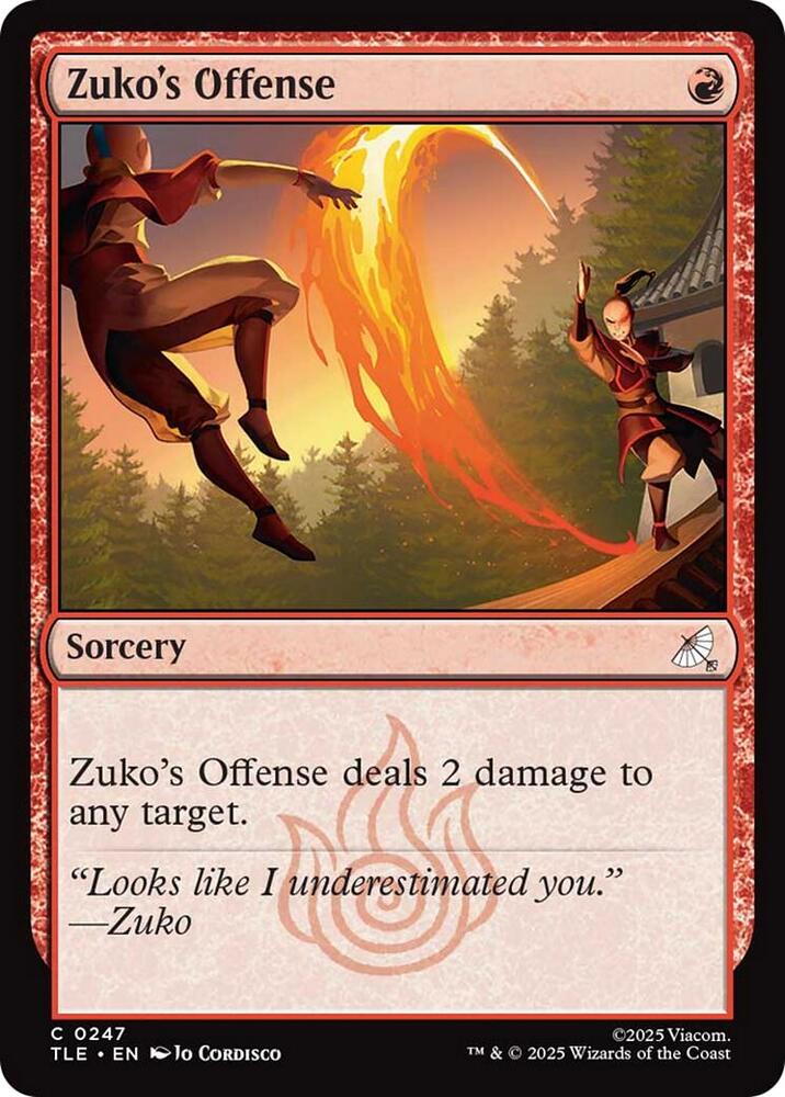 Zuko's Offense 247 card from Avatar: The Last Airbender: Eternal-Legal