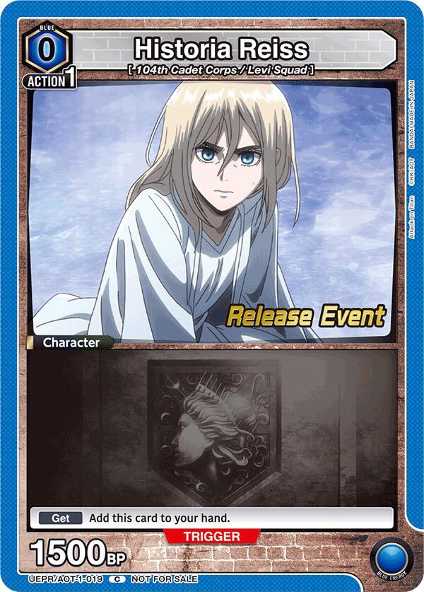 Historia Reiss UEPR/AOT-1-019 card from UE10BT: Attack on Titan Release Event Cards