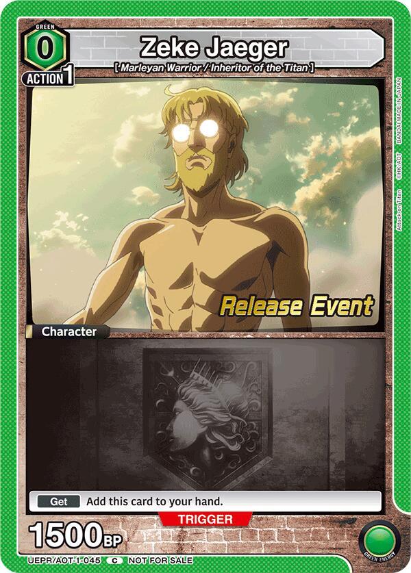 Zeke Jaeger UEPR/AOT-1-045 card from UE10BT: Attack on Titan Release Event Cards