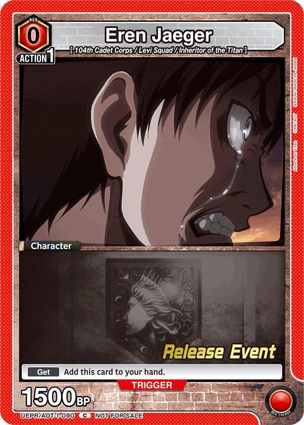 Eren Jaeger UEPR/AOT-1-090 card from UE10BT: Attack on Titan Release Event Cards
