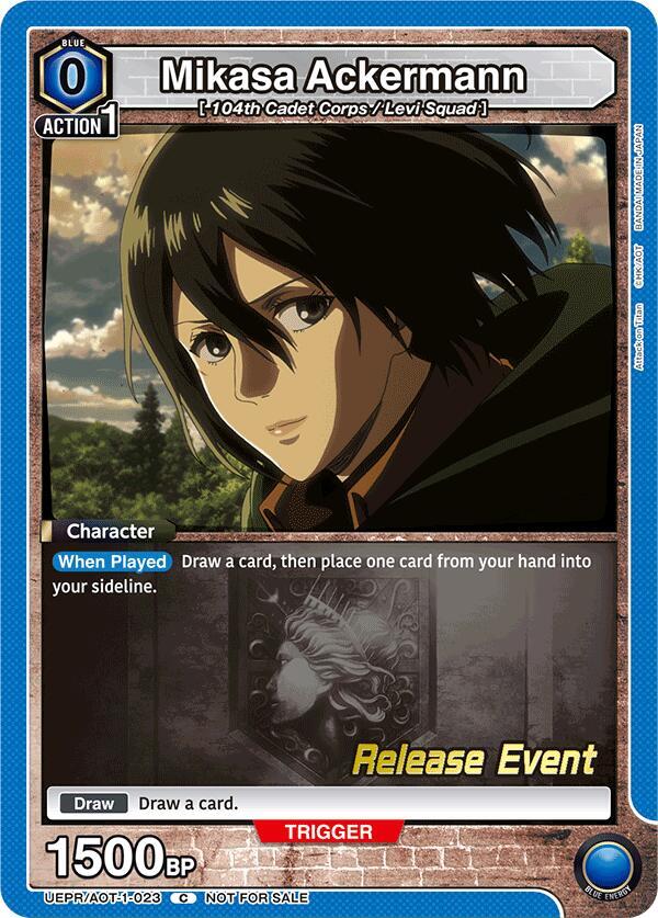 Mikasa Ackermann UEPR/AOT-1-023 card from UE10BT: Attack on Titan Release Event Cards
