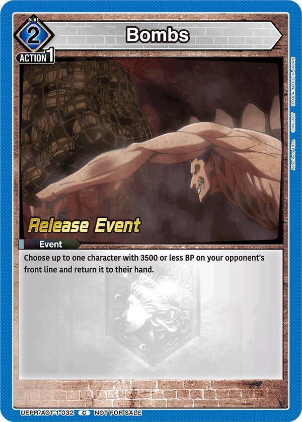 Bombs UEPR/AOT-1-032 card from UE10BT: Attack on Titan Release Event Cards