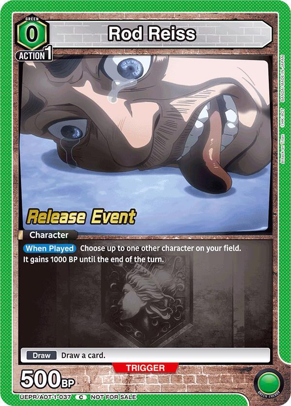 Rod Reiss UEPR/AOT-1-037 card from UE10BT: Attack on Titan Release Event Cards