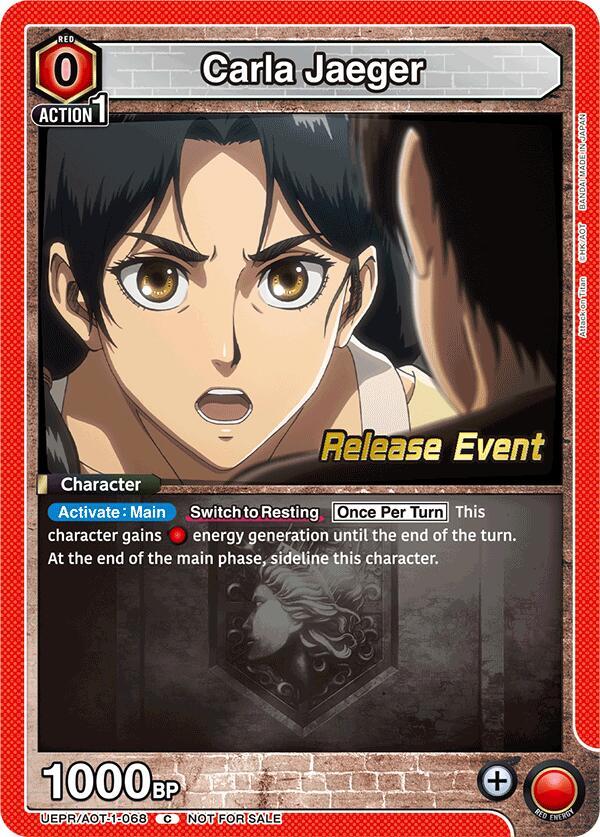 Carla Jaeger UEPR/AOT-1-068 card from UE10BT: Attack on Titan Release Event Cards