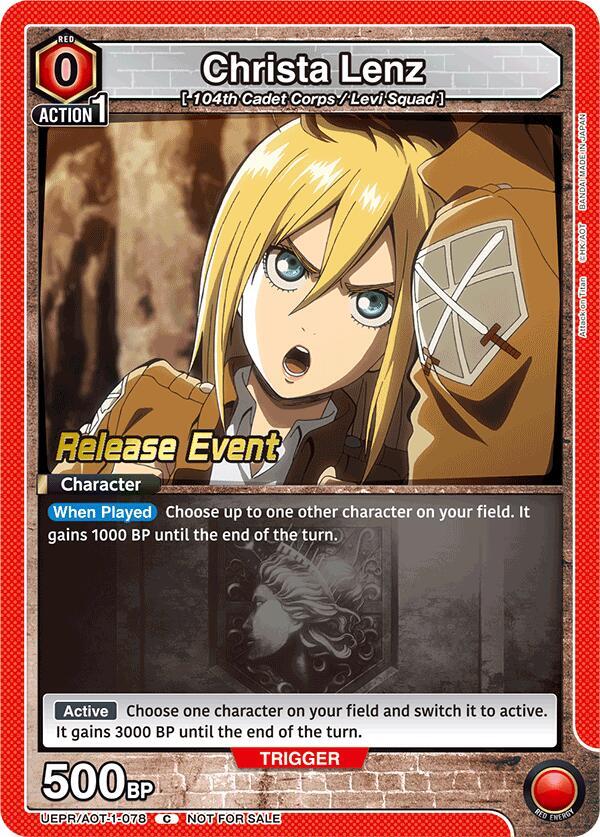 Christa Lenz UEPR/AOT-1-078 card from UE10BT: Attack on Titan Release Event Cards
