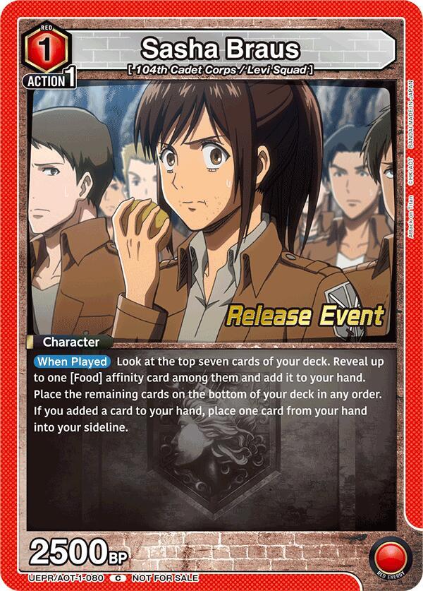 Sasha Braus UEPR/AOT-1-080 card from UE10BT: Attack on Titan Release Event Cards