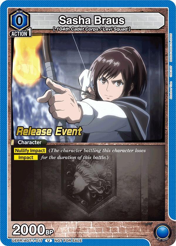 Sasha Braus UEPR/AOT-1-017 card from UE10BT: Attack on Titan Release Event Cards