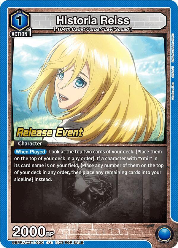 Historia Reiss UEPR/AOT-1-020 card from UE10BT: Attack on Titan Release Event Cards